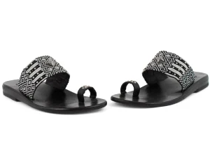 Calleen Cordero Papi Blk-Wht Woven Sandal | Sandals