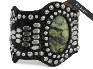 Calleen Cordero Reina Semi-precious Epidote Stone Bracelet | Sculpted Bracelets