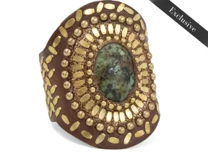 Calleen Cordero Rocal Semi-precious African Turquoise Stone Cuff | Sculpted Bracelets