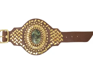 Calleen Cordero Rocal Semi-precious African Turquoise Stone Cuff | Sculpted Bracelets