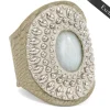 Calleen Cordero Rocal Semi-precious Aventurine Green Stone Cuff | Sculpted Bracelets