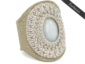 Calleen Cordero Rocal Semi-precious Aventurine Green Stone Cuff | Sculpted Bracelets
