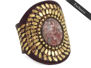Calleen Cordero Rocal Semi-precious Epidote Stone Cuff | Sculpted Bracelets