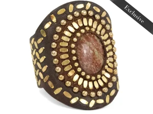 Calleen Cordero Rocal Semi-precious Epidote Stone Cuff | Sculpted Bracelets