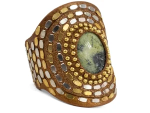 Calleen Cordero Rocal Semi-precious Epidote Stone Cuff | Sculpted Bracelets