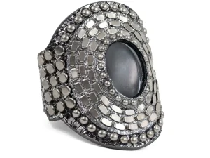 Calleen Cordero Rocal Semi-precious Hematite Stone Cuff | Sculpted Bracelets