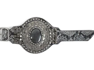 Calleen Cordero Rocal Semi-precious Hematite Stone Cuff | Sculpted Bracelets