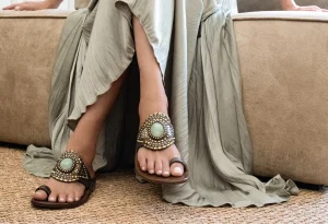 Calleen Cordero Rocal Semi-precious Jade Stone Sandal | Sandals