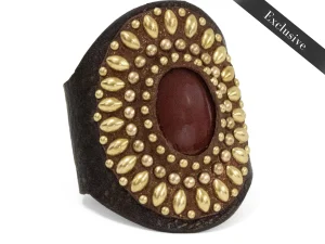 Calleen Cordero Rocal Semi-precious Red Jasper Stone Cuff | Sculpted Bracelets