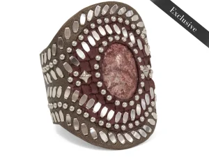 Calleen Cordero Rocal Semi-precious Red Obsidian Stone Cuff | Sculpted Bracelets