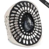 Calleen Cordero Rocal Semi-precious Snowflake Obsidian Stone Cuff | Sculpted Bracelets