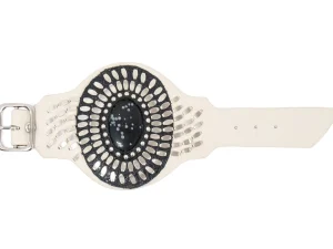 Calleen Cordero Rocal Semi-precious Snowflake Obsidian Stone Cuff | Sculpted Bracelets