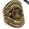 Calleen Cordero Rocal Semi-precious Tigers Eye Stone Cuff | Sculpted Bracelets