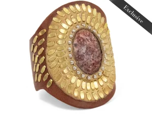 Calleen Cordero Rocal Semi-precious Unikite Stone Cuff | Sculpted Bracelets