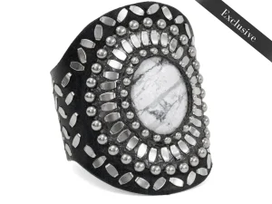 Calleen Cordero Rocal Semi-precious White Howlite Stone Cuff | Sculpted Bracelets