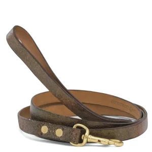 Calleen Cordero Simple Dog Leash - Bronze Pearl Cracked Leather | Leashes